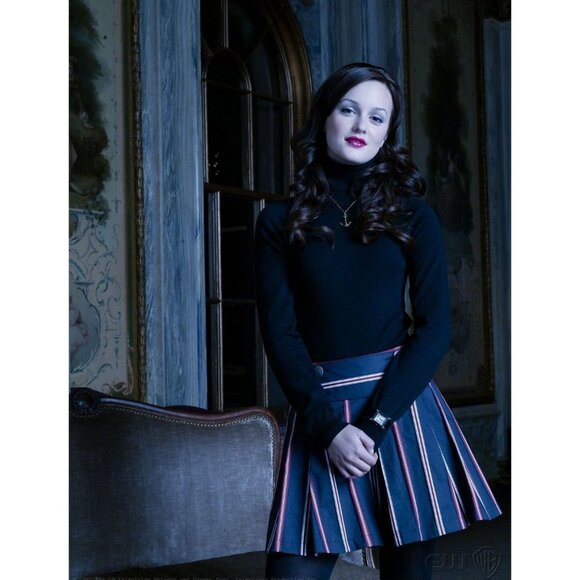 ASO BLAIR WALDORF GOSSIP GIRL Stripe Pleated Skirt Alt Color NWT NEW - Picture 2 of 5